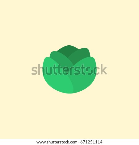 Flat Icon Cabbage Element. Vector Illustration Of Flat Icon Cauliflower Isolated On Clean Background. Can Be Used As Cauliflower, Cabbage And Cole Symbols.