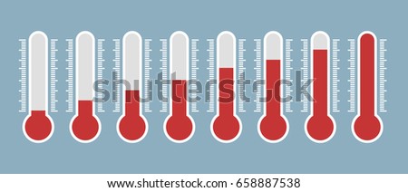 Vector of thermometers at different levels. 