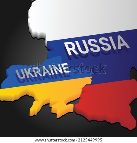 Vector of Russia and Ukraine Map. National flag.