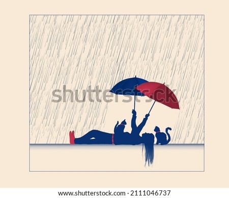 Similar – Image, Stock Photo Stretched lying umbrella with raindrops. Black and white photo