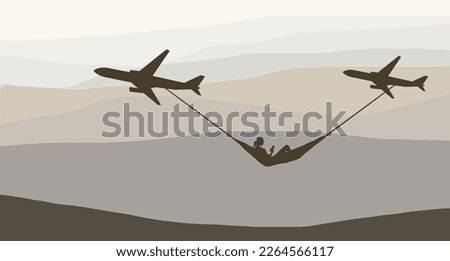 Similar – Image, Stock Photo Woman relaxing in hammock near lake