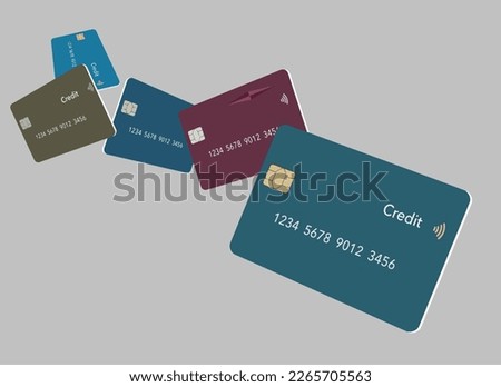 Here are realistic mock credit card or debit cards in a vector format. This is a 3-d illustration about bank cards, finances and business.
