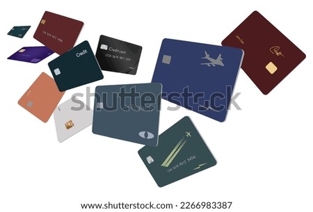 Eleven air miles rewards credit cards fly on the page in this vector image.