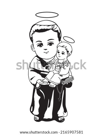 Saint Anthony and Child Jesus Vector Catholic religion Illustration