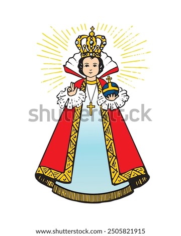 Infant Jesus of Prague Vector Santo Nino Catholic religious Illustration