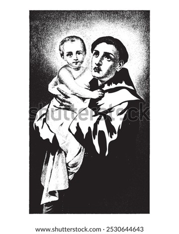 Saint Anthony with Child Jesus vector catholic religious Illustration