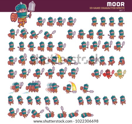 Moor Warrior Cartoon Game Character Animation Sprite