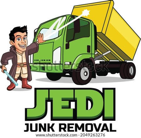 Jedi Junk Removal Cartoon Mascot Logo
