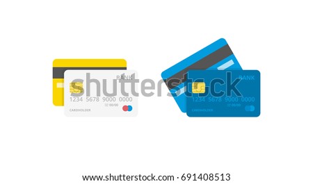 Credit Cards illustrations. Front and Back views. Imagine de stoc © 