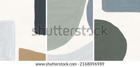 Abstract organic shapes background set. Modern minimalist art collection. Authentic texture with paint brush strokes. Hand painted textured templates for posters, cards, invitations, etc.  Foto d'archivio © 