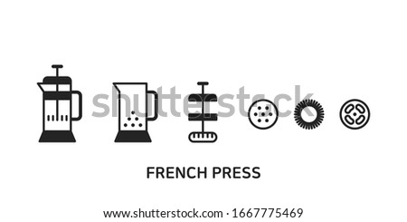 French press coffee equipment, parts of a french press coffee maker