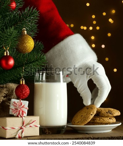 Image, Stock Photo Man taking milk box from the fridge