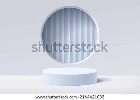 Empty 3d white round podium with abstract geometric shape background for display product, Vector illustration Stock foto © 