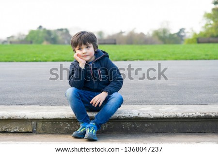 Similar – Image, Stock Photo Child sitting on stairs in skatepark