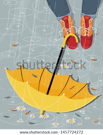 Similar – Image, Stock Photo Boots over puddle top view