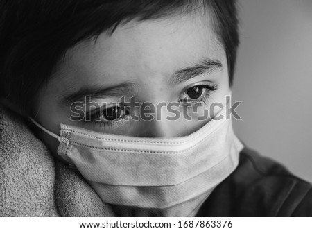 Similar – Image, Stock Photo angry kid wearing medical mask