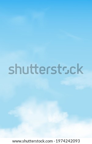 Sky Blue with clouds background,Vertical Vector Cartoon 3D Sky Cloudy Altostratus with Day light in Winter,Illustration banner for Spring, Summer spring in the morning.Backdrop Nature Landscape