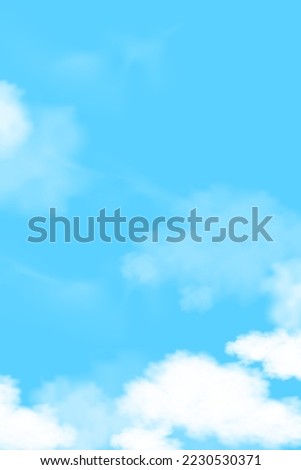 Sky with cloudy on Blue Background,Vector Pictuersque Cartoon Clear Sky with cirrus clouds,Concept all seasonal horizon banner in sunny day Spring,Summer in the Morning.Vertical illustration 