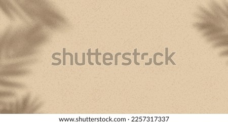 Sand texture background with palm leaves silhouette,Coconut leaf Shadow on Brown Sandy Beach,Vector top view Sand Surface,Backdrop background Wide Horizon Desert dune for Summer Product Presentation