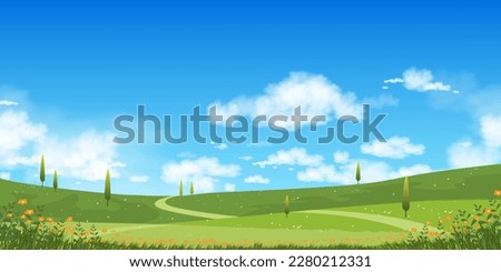 Similar – Image, Stock Photo field with blue sky panorama
