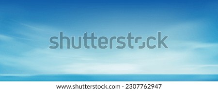 Blue Sky Background,Horizon Spring Morning Sky Scape in blue by the Sea,Vector of nature cloud, sky in sunny day Summer,Backdrop banner background for World environment day,Save the earth or Earth day 商業照片 © 