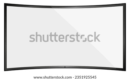 Realistic modern curved 4k TV,Screen lcd Panel,Led,Plasma.Vector Blank Computer Pc Monitor Display mockup.Television Template  Wide flat screen,Graphic design element for Catalog,Web Site,Mock Up