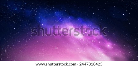 Night Sky Galaxy,Cloud with Nebula,Starry in Dark Blue Background,Universe filled with Star light in Purple,Pink,Beautiful Nature Star field with Milky Way,Horizon banner colorful cosmos,stardust 