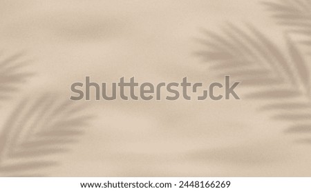 Sand beach texture background with palm leaves shadow,Coconut leaf Shadow on Brown Sandy Beach,Vector top view Sand Surface,Backdrop background Wide Horizon Desert dune for Summer Product Presentation