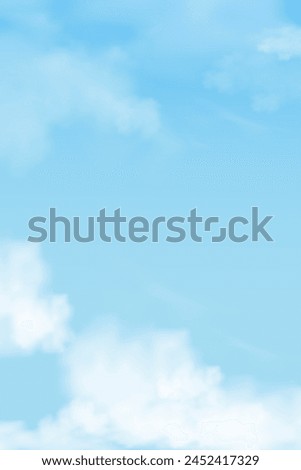 Sky Blue with clouds background,Vertical Vector Cartoon 3D Sky Cloudy Altostratus with Day light in Winter,Illustration banner for Spring, Summer spring in the morning.Backdrop Nature Landscape