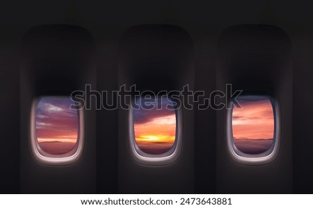 Similar – Image, Stock Photo Aerial view from inside the cockpit of a small plane