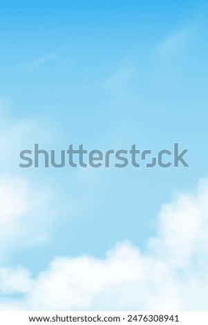 Sky Blue with clouds background,Vertical Vector Cartoon 3D Sky Cloudy Altostratus with Day light in Winter,Illustration banner for Spring, Summer spring in the morning.Backdrop Nature Landscape