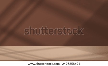 Autumn Background for Product,Brown Wall Studio Room with light, shadow on Beige floor,Fall Season Backdrop Brown Chocolate Display Mockup with Podium Stand,Minimal Scene Cosmetic in Winter Sale