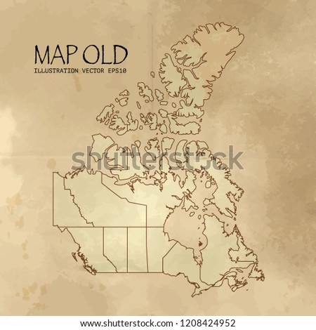 Canada on the map of Balkans in soft grunge and vintage style, like old paper with watercolor painting. VectorEPS10
