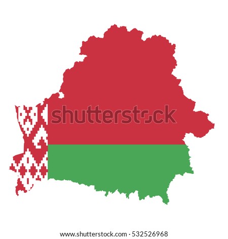 3D Illustration Map Outline of Belarus with the Belarusian Flag