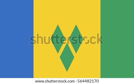 Flag of Saint Vincent and the Grenadines. Vector.Accurate dimensions, element proportions and colors.