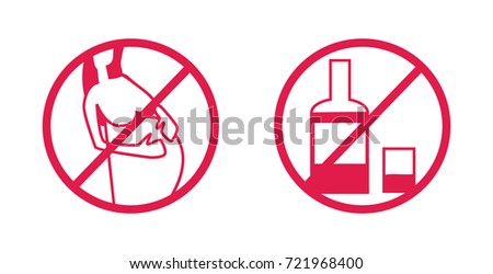 Prohibited silhouettes. Do not mix alcohol with medication. Don`t takea during pregnancy. Sign vector isolated on a white background.