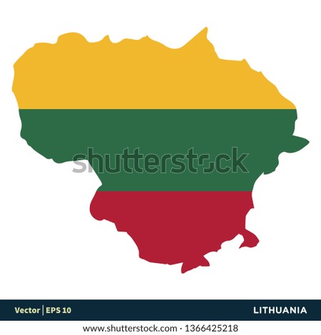 Lithuania - Europe Countries Map and Flag Vector Icon Template Illustration Design. Vector EPS 10.