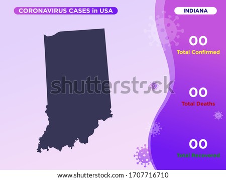 Indiana Map Covid-19, Corona Virus Infographic Vector Template.
