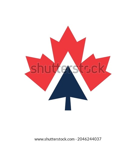 Up Arrow Canadian Maple Icon Vector Logo Template