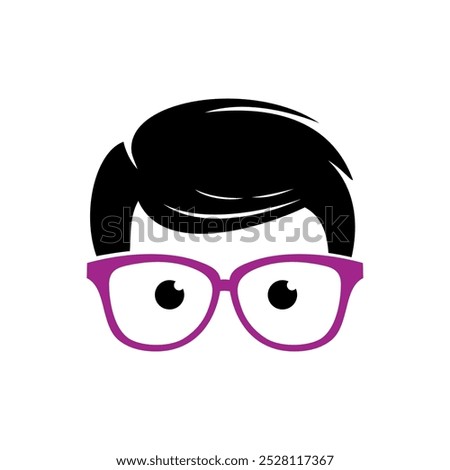 Geek Nerd Face Icon Vector Template