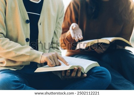 Similar – Image, Stock Photo Religious Praying Woman is praying at her bed