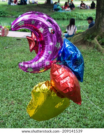 colorful air balloons in garden