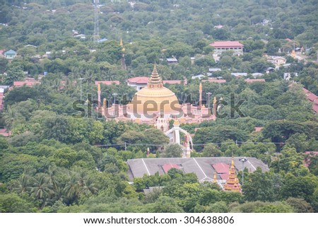 view from Soon U Pond Nya Shin Paya Pagoda,Sagaing hill , Sagaing City, The Old City of Religion and Culture Outside Mandalay, Myanmar.