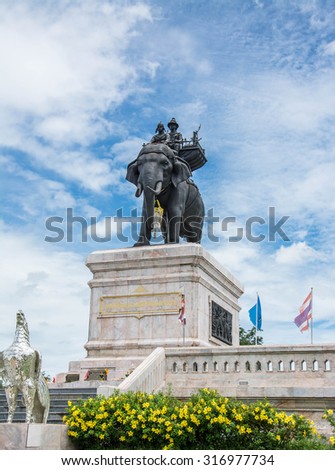 KANCHANABURI PROVINCE, THAILAND - SEPTEMBER 13, 2015:  the Don Chedi monument. The royal monument of King Naresuan the Great  were built to commemorate the victory over the Burmese troops.
