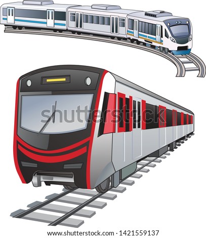 Light rail or light rail transit (LRT) - vector