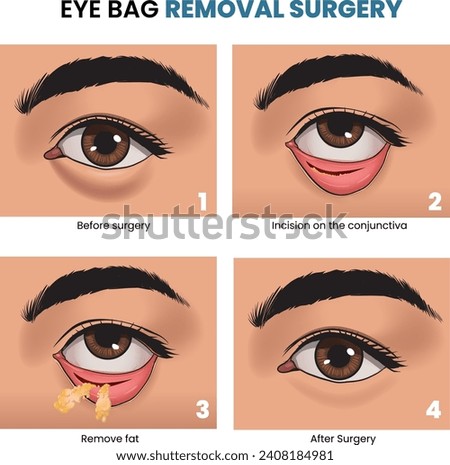 illustration of eye bag removal surgery - vector