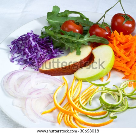 fresh salad ingredient prepared on a plate