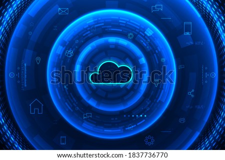 Internet infrastructure concept. Cloud software solution. Abstract technology background. Digital data  access.