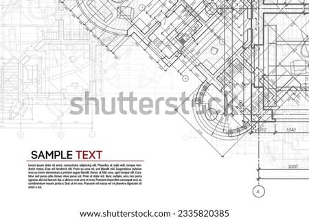 Architectural background. Building construct plan. Interior design sketch draw. Home floor architect pattern. Office reconstruction project. Abstract technology illustration. Vector blueprint.