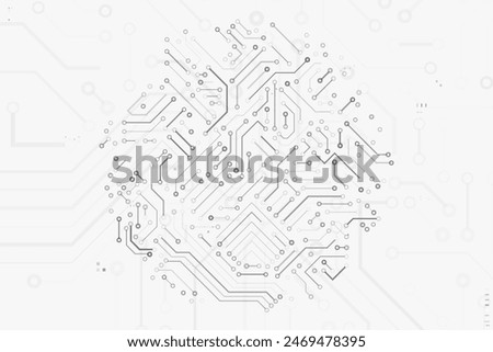 Computer circuit board texture. Technology pattern. Abstract illustration of silicon chip. Digital tech background in white and gray colors.